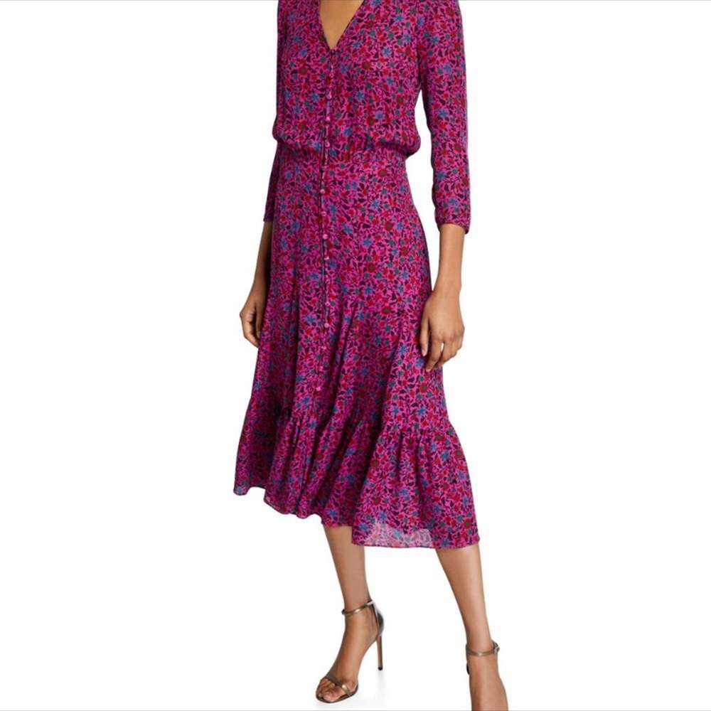 NWT VERONICA BEARD Lasanna Floral Dress in Fuchsia Sz XS/0 - Picture 4 of 5